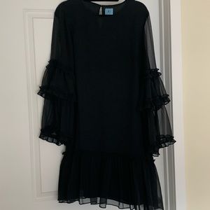Cece black ruffle chiffon dress. Size L. Black